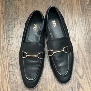 Zara Soft Flat Leather Loafers